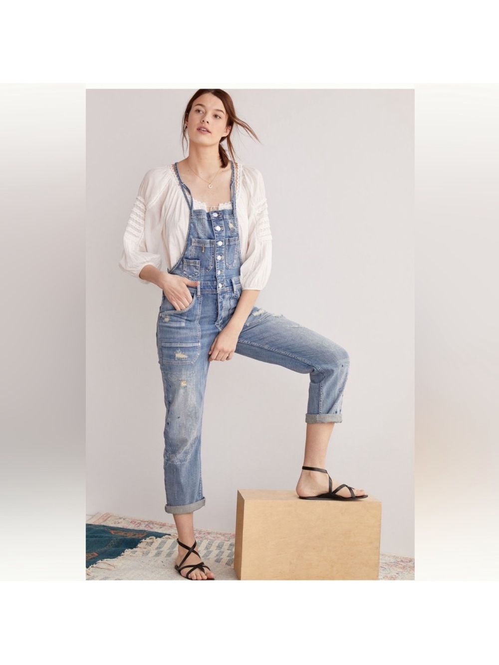 Anthropologie Pilcro Light Blue Straight Leg Denim Overalls
